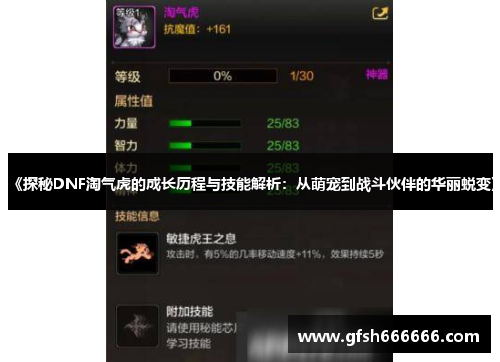《探秘DNF淘气虎的成长历程与技能解析：从萌宠到战斗伙伴的华丽蜕变》